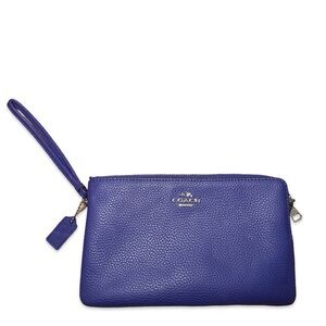 Coach Pebbled Leather Double-Zip Wristlet – Blue/purple